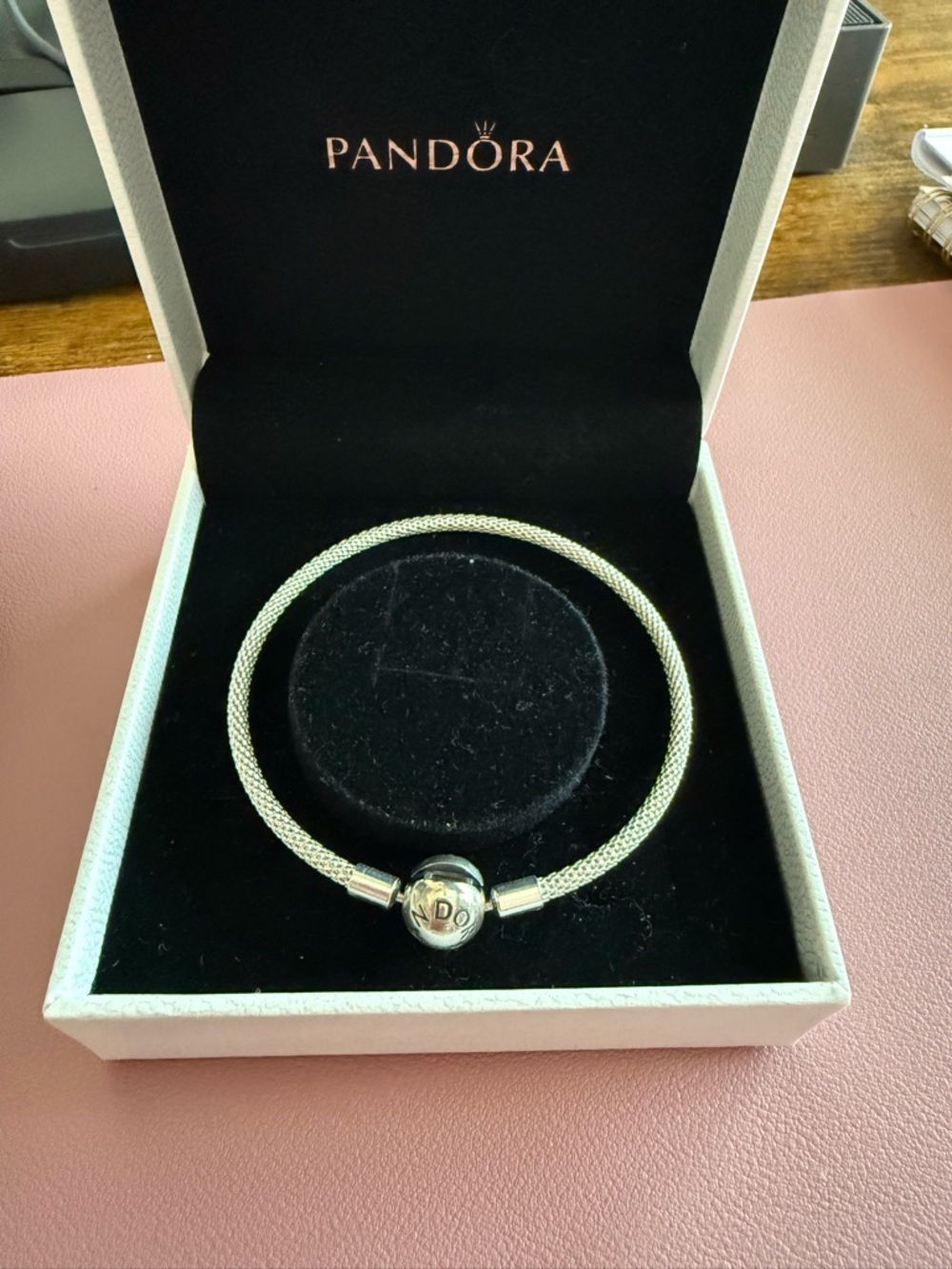 Pandora Silver Mesh Bracelet with Logo Sphere Clasp - Silver